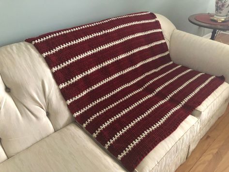 ChestnutCrochetShop.etsy.com Sharing from my #etsy shop: Deep Red Crocheted Afghan, Red Crochet Throw, Red Striped Blanket, Housewarming Gift, Wedding Gift, Mothers Day Gift, Fathers Day Gift https://etsy.me/41X0ScW #red #white #stripe #CrochetAfghan #countryfarmhouse Crochet Blanket Red, Striped Blanket, Handmade Wedding Gifts, Red Throw, Couch Blanket, Red Crochet, Striped Blankets, Double Crochet Stitch, Crochet Throw