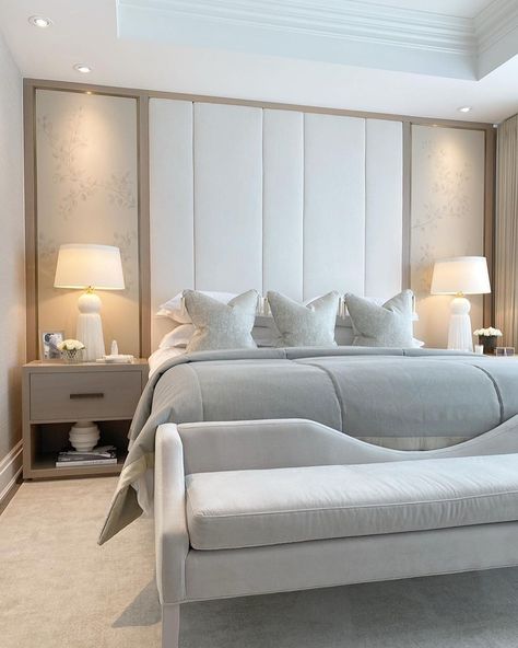 MEMIA INTERIORS on Instagram: “The principle bedroom we designed and completed at our Four Seasons project. Everything in this room we had custom made right down to the…” Principle Bedroom, Seasons Project, Toronto Homes, Contemporary Decor Living Room, Modern Luxury Bedroom, Luxury Bedroom Master, Bedroom Bed Design, Spare Bedroom, Master Bedrooms Decor