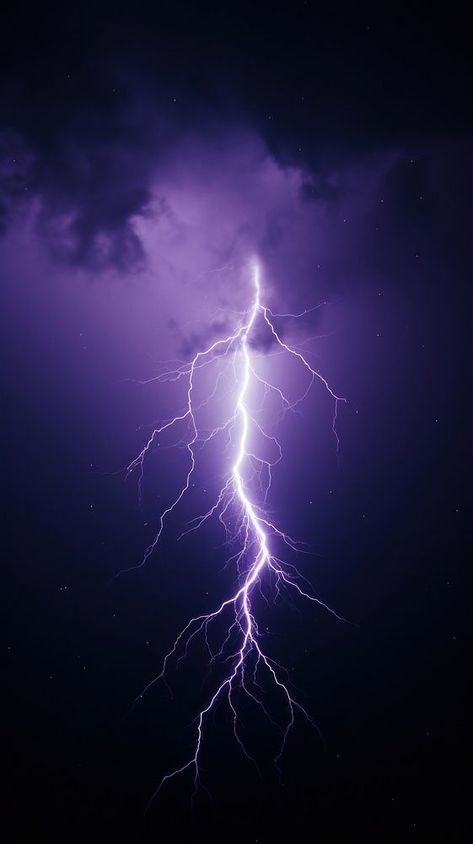 A purple lightning bolt in the dark sky thunderstorm outdoors nature.  | premium image by rawpixel.com / Boom Black Thunder Wallpaper, Purple Lightning Wallpaper, Purple Wallpaper Lightning, Purple Storm Aesthetic, Neon Purple Lightning, Dark Purple Lightning, Purple Lightning, Dark Skies, Lightning Bolt