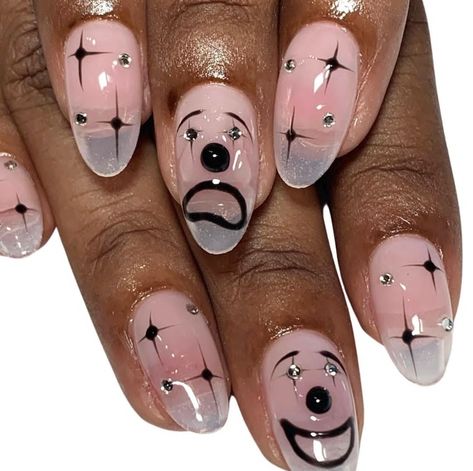 Smile Now Cry Later Nails, Circus Nails, Idol Nails, Smile Now Cry Later, Hippie Nails, Pretty Gel Nails, Coffin Shape Nails, Really Cute Nails, Nail Health