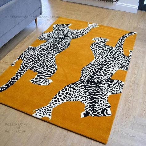 Restoration and Renovation -10x8, Ochre Jaguar Design, Leopard Print Rug, Leopard Rug, Calm Nursery, Modern Wool Rugs, Hand Tufted Rug, Artisan Rugs, Soft Rug, Handmade Wool Rugs