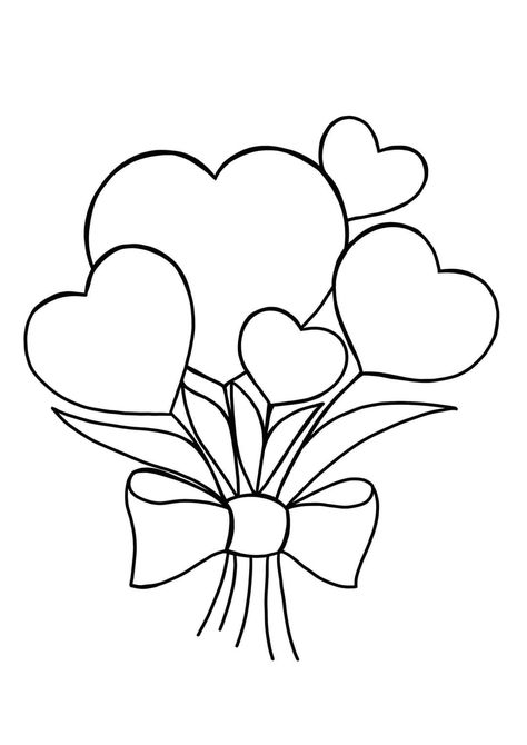 Heart Colouring Picture, Cute Drawings For Valentines Day, Valentines Drawings Ideas Easy, Valentine Coloring Pages Free Printables, Valentines Coloring Pages For Kids, Hand Embroidery Heart, Valentine Drawings, Aari Drawing, Valentine Coloring Sheets