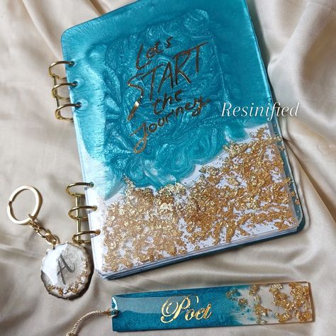 Resin diary with bookmark! . A perfect notebook/diary/journal with timeless style. Hand-made for writing, journaling, note taking, or sketching. . Can be completely customised. . Flaunt your writing with our resin diaries. . . Dm to order! . . . . #resinified #resinlovers #resinepoxy #journaling #resinobsession #teal #black #floraldesign #writing #resinartist #resinideas#engagement #show #artwork #artcollector #journal #notebook #artistsoninstagram #artofinstagram #artdaily #bulletjournal #re... Resin Diary, Writing Journaling, Diary Journal, Journal Diary, Note Taking, Daily Art, Art Collector, Journal Notebook, Resin Crafts