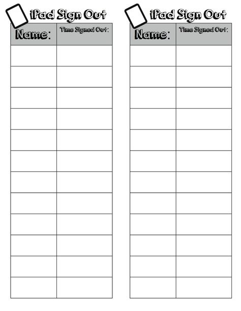 iPad Sign Out FREEBIE Bathroom Sign Out, Sign Out Sheet, Kids Ipad, Sign In Sheet Template, Techie Teacher, Importance Of Reading, Sign In Sheet, Free Ipad, Time Worksheets