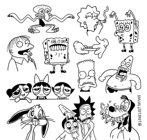 Futurama Tattoo, Flash Art Tattoos, Monami Frost, Art Du Croquis, Pola Tato, Art Flash, Kunst Tattoos, Trippy Drawings, Doodle Tattoo