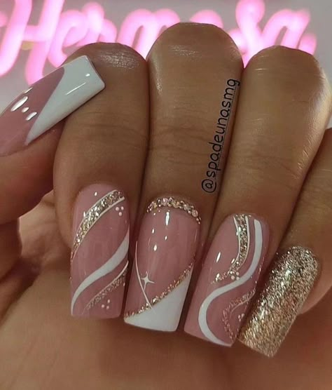 Bridal Nails Designs, Gel Toe Nails, Fancy Nails Designs, Simple Gel Nails, Work Nails, Pretty Nail Art Designs, Pink Acrylic Nails, Bridal Nails, Fancy Nails