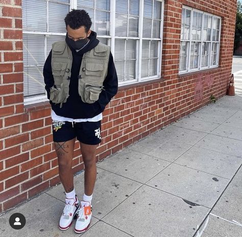 Vest And Shorts Outfit Men, Vest And Shorts Outfit, Shorts Outfit Men, Men Vest Outfits, Sneakers Outfit Men, Black Men Fashion Urban, Be My Guest, Mens Shorts Outfits, Hype Clothing