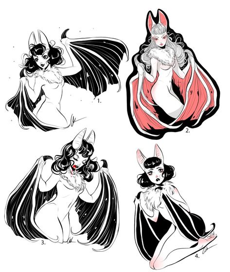 Bat Women, Art Sinistre, Bat Sticker, Arte Pin Up, Bat Girl, Art Mignon, 다크 판타지, Wow Art, Creepy Art