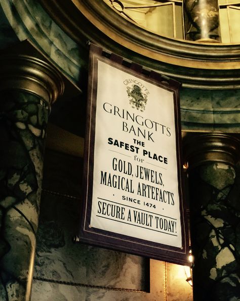 Gringotts Bank, Wizarding World of Harry Potter Greengotts Bank Harry Potter, Gringotts Bank Aesthetic, Harry Potter Gringotts Bank, Gringotts Bank, Harry Potter Locations, Harry Potter Theme Birthday, Philosopher's Stone, Harry Potter Wizard, Bank Design