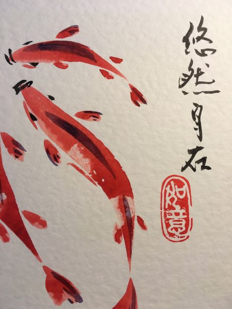 Original Hand Painted Card, Chinese Style Card, Chinese New Year, Lunar New Year Card, Koi Carp, Greeting Card, Birthday Card, Oriental Card - Etsy Australia Chinese Art Style, Chinese Calligraphy Art, Chinese Traditional Art, Chinese Birthday, Chinese Drawing, Chinese Watercolor, Chinese Style Design, Painted Cards, Traditional Chinese Art