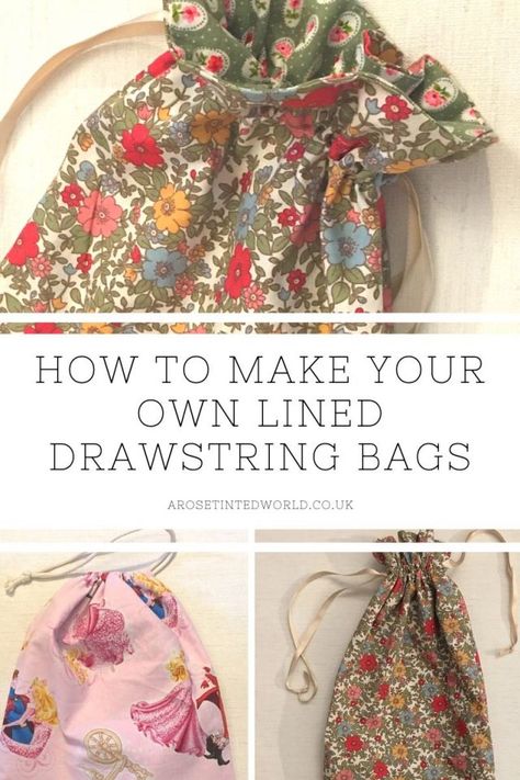 Diy Drawstring Gift Bag, Making Drawstring Bags, Drawstring Tote Bag Pattern, Draw String Bags Patterns, Reusable Gift Bag Sewing Pattern, How To Sew Drawstring Bags, Easy Drawstring Bag Tutorial, How To Make A Drawstring Bag, Draw String Bag Pattern