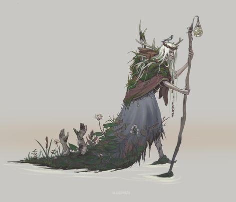 ArtStation - Swamp witch Swamp Witch, Swamp Creature, Goblin Art, Baba Jaga, Witch Characters, Knight Art, Dnd Art, Modern Fantasy, Witch Art