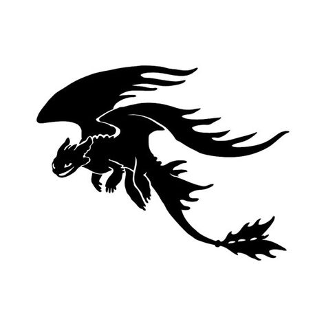 Vinyl Decal: Toothless 3 from How to Train by MythicMerchandise Toothless Stencil, Night Fury Symbol, Toothless Flying Silhouette, Wyvern Silhouette, Small Dragon Silhouette, Cute Dragon Tattoo, Night Fury Dragon, Animal Stencil, Dragon Crafts