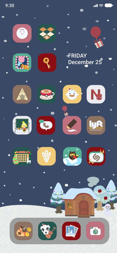 Nintendo Christmas Wallpaper, Animal Crossing Christmas Wallpaper, Christmas Phone Theme, Android App Icon, Desktop Themes, Screen Icon, Christmas Phone Wallpaper, Green Theme, Christmas Icons