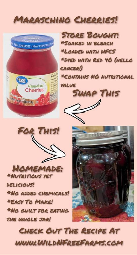 Cherries Maraschino: How to Make Your Own + Avoid Harmful Additives - Maraschino Cherries Recipes, Canning Kitchen, Canning Fruit, Home Canning Recipes, Canning Food Preservation, Canned Food Storage, Canning Tips, Maraschino Cherries, Cherry Recipes