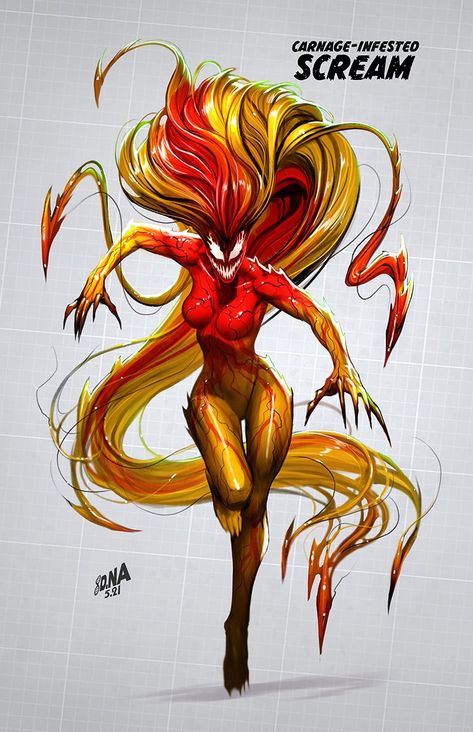 Female Symbiote Art, Scream Marvel, Female Symbiote, Symbiote Oc, David Nakayama, Venom Girl, Carnage Symbiote, Venom Wallpaper, Carnage Marvel