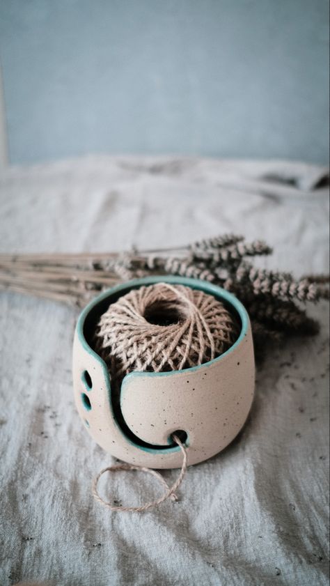 Yarn Bowl Pottery Ideas, Yarn Holder For Crocheting Ceramic, Yarn Ceramic Bowls, Pottery Wool Bowl, Wool Bowl Pottery, Yarn Bowl Pottery, Ceramic Yarn Bowl Ideas, Yarn Holder Ceramic, Pottery Yarn Bowl