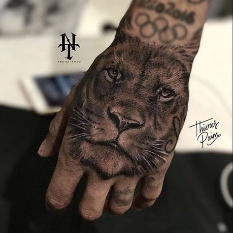 i love that tattoo 😍 what do yall think about it? @neymarjr .  #neymar #neymarjr #njr #psg #love #messi #ronaldo #follow Neymar Neck Tattoo, Lion Hand Tattoo Men, Neymar Jr Tattoos, Lion Hand Tattoo, Lion Forearm Tattoos, Men Tattoos Arm Sleeve, Latest Tattoos, Hand Tattoos For Guys, Hand Tattoo