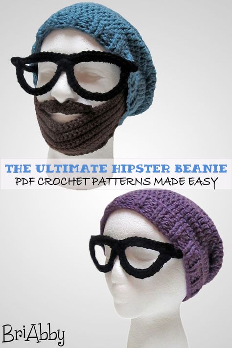 Crochet Hipster Beanie, Crochet Beetle, Hipster Costume, Crochet Beard, Hipster Beanie, Hipster Pattern, Cool Beanies, Hipster Hat, Crochet Costumes