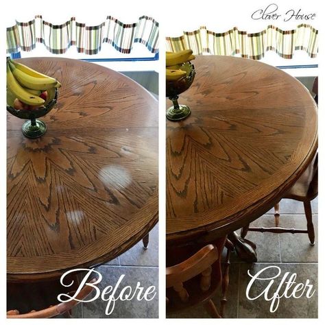 Our solid wood table is old and has been very well used, it was like that when we bought it on Craigslist about 7 years ago. When we bought it, we had the intention of refinishing it. It's seven years later and I still have not done that. I'm going to try and get it done soon because this trick I use to remove these white heat marks is starting not to work as well as they have been in the past.Here's another table I refinished and I'm thinking this one will get just about the… Raw Wood Furniture, Hardwood Floor Cleaner, House Before And After, Cleaning Painted Walls, Glass Cooktop, Deep Cleaning Tips, White Heat, Solid Wood Table, Clean Dishwasher