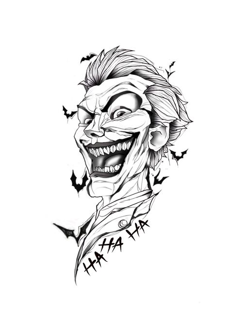 Joker Tattoo Sketch, Joker Tattoo Stencil, Tato Joker, Joker Stencil, Joker Art Drawing, Joker Cartoon, Band Tattoos For Men, Joker 2, Anubis Tattoo