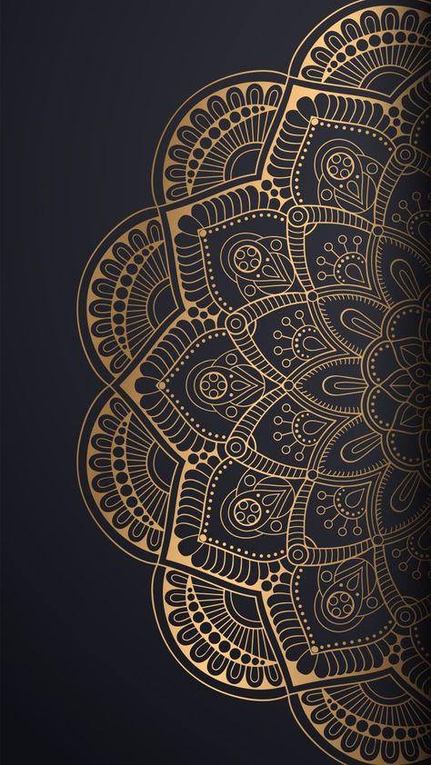 Wallpaper Backgrounds Black And Gold, Iphone Wallpaper Mandala, Black And Gold Mandala, Gold Wallpaper Living Room, Gold Wallpaper Bedroom, Black And Gold Wallpaper, Red And Gold Wallpaper, Mandala Wallpaper, Arte 8 Bits