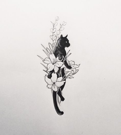 I could get something like this real small on the back of my neck for nanny.. Shoulder Sleeve Tattoos, Kitty Tattoos, Flower Bouquet Tattoo, Black Cat Tattoos, Bouquet Tattoo, Tattoo Zeichnungen, Cat Tattoos, Cat Tattoo Designs, Inspiration Tattoos