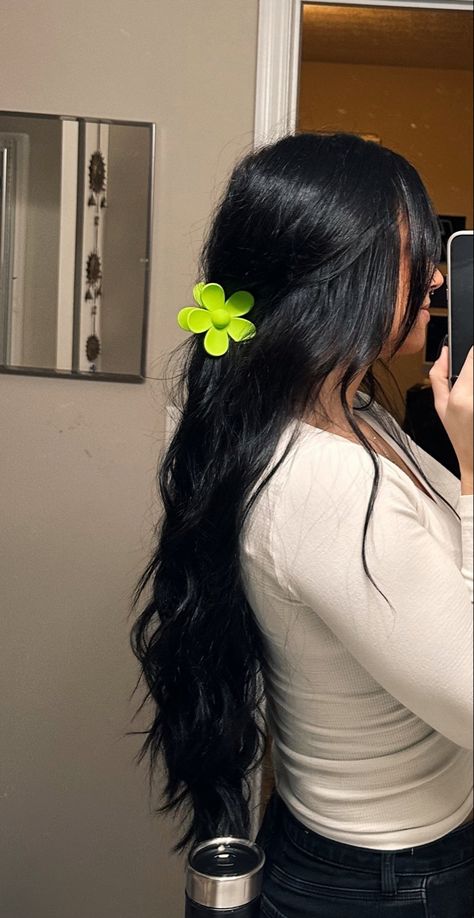 Spring Hair Flower Claw Clip ❤️‍🔥 Black Hair, Long Hair Spring Hair Ideas, Claw Clip Black, Black Hair Long Hair, Flower Claw Clips, Black Hair Long, Flower Claw Clip, Cute Relationship Pictures, Black Hair Aesthetic, Long Silky Hair