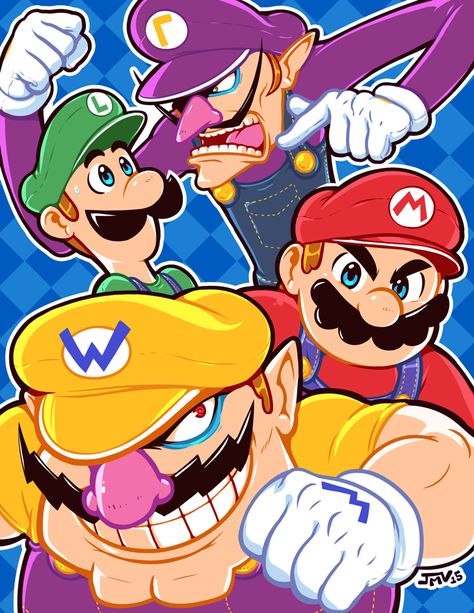 Mario, Luigi, Wario, & Waluigi Wario Waluigi, Pixel Planet, Videogame Characters, Mario Fanart, Chill Art, Nintendo Power, Nintendo Mario Bros, Floyd County, Super Mario Nintendo