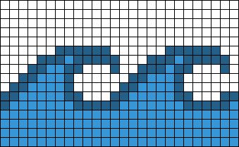 Wave Cross Stitch, Cross Stitch Waves Pattern, Waves Pixel Art, Wave Pixel Art, Wave Alpha Pattern, Mermaid Alpha Pattern, Ocean Alpha Pattern, Sea Pixel Art, Pixel Art Summer