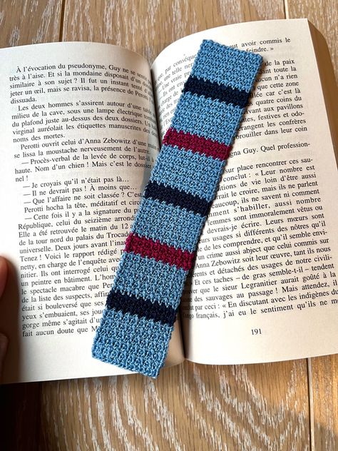 Crochet striped bookmark blue and burgundy, fine cotton thread, for men Bookmark For Men, Crochet Bookmark, Blue And Burgundy, Crochet Bookmarks, Cotton Thread, Thread, For Men, Knitting, Crochet