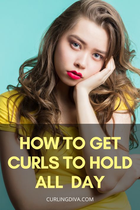 Ever wonder how to get curls to hold all day and not just an hour?  Keep your curls from falling flat as soon as you step out of the house. Follow these tips and tricks on how to get your curls to last for days! #curls #curlyhair #hairhacks Keep Curls All Day, Curling Hair That Doesnt Hold Curl, Getting Curls To Hold, How To Curl Hair That Wont Curl, How To Make Hair Hold Curl, Keep Curls From Falling, How To Hold Curls All Day, How To Keep Curls In Hair All Day, How To Get Curls To Stay All Day