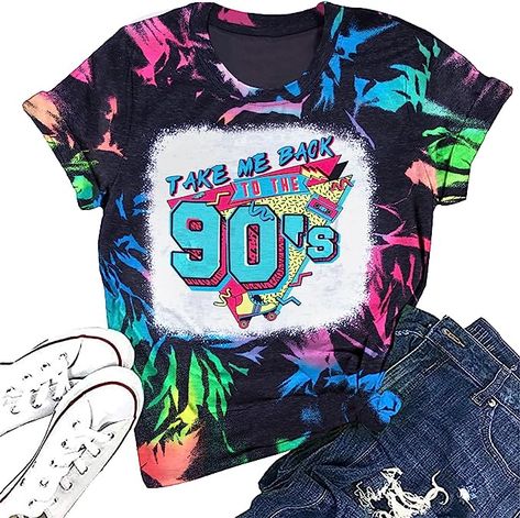 Amazon Prime Day Deals 80s Shirts Women, Women's 90s Outfits, Neon T Shirt, 1980s Outfits, Neon Leggings, Back To The 90's, Back To The 80s, 90s Costume, Vintage Neon