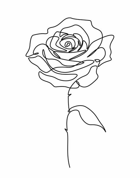 Happy Tattoos, Rose Line Art, Line Art Tattoo, Line Art Flowers, Minimalist Line Art, Floral Tattoo Design, Tattoo Style Drawings, Line Flower, Rose Drawing