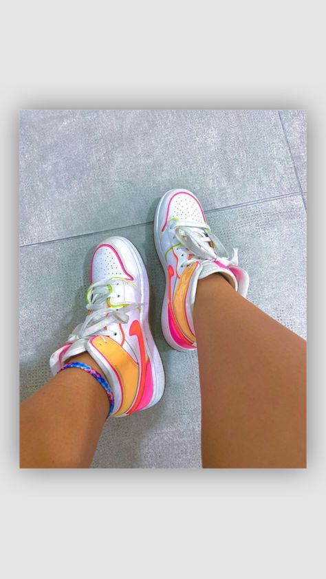 Shoes Aesthetic Jordan 1s, Jordan Edge Glow Outfit, Neon Air Jordans, Edge Glow Jordans, Cute Jordan 1s, Jordan 1s Aesthetic, Neon Jordans, Colorful Jordans, Neon Nikes