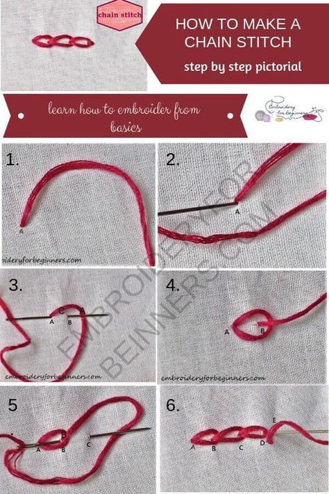 Embroidery Stitches Beginner, Chain Stitch Embroidery, Embroidery Stitches Tutorial, Embroidery Materials, Learn Embroidery, Embroidery Gifts, Sewing Stitches, Hand Embroidery Stitches, How To Work