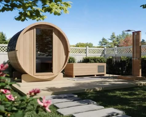 Outside Sauna And Cold Plunge, Sauna Cold Plunge Outdoor, Outdoor Sauna And Cold Plunge, Sauna And Cold Plunge, Backyard Spa, Outdoor Hot Tub, Sauna Benefits, Relaxation Station, Cold Plunge