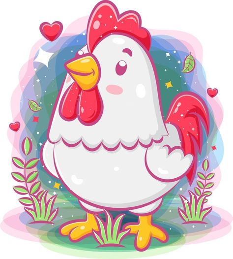 Cartoon Hen, Chicken Illustration, Zoo Babies, Cute Chickens, Gouache Art, Kawaii Doodles, Sketch Painting, Kawaii Wallpaper