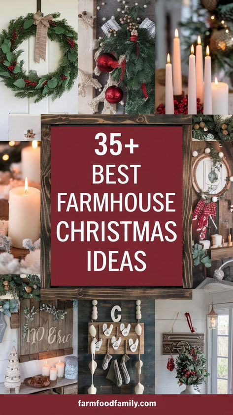 Add warmth to every corner of your home with these 18 farmhouse Christmas ideas. From rustic details to cozy elements, each idea creates a holiday vibe you'll love. Farmhouse Santa Decor, Farmhouse Christmas Ideas, Rustic Farmhouse Christmas Decor Ideas, Farmhouse Christmas Kitchen, Rustic Farmhouse Christmas, Farmhouse Christmas Decor Ideas, Glam Christmas Decor, Farmhouse Christmas Ornaments, Easy Christmas Ornaments