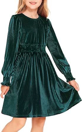 Girls Velvet Dress, Girls Long Sleeve Dresses, Vintage Party Dresses, Long Sleeve Velvet Dress, Green Velvet Dress, 파티 드레스, Plain Dress, Girl Princess Dress, Baby Style