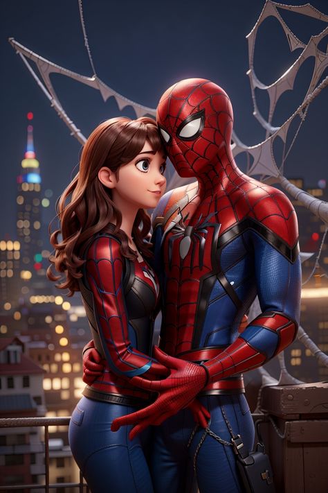 Spider Man With Girlfriend, Spider Man Love Wallpaper, Spider Man Girlfriend, Enemies Pictures, Spider Man Couple, Spider Man Love, Spiderman Girlfriend, Cartoon Kiss, Film Cartoon