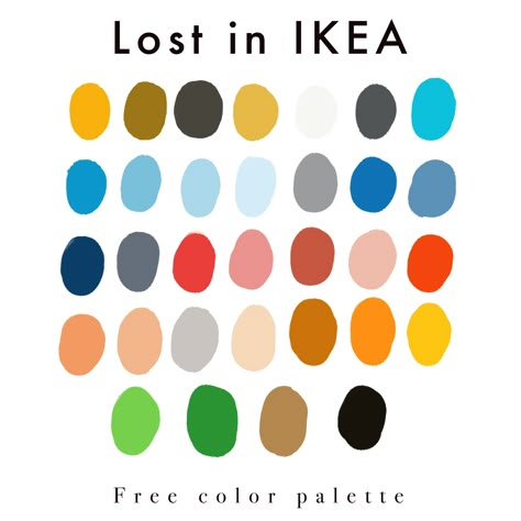 Free color palette based on IKEA and Scandinavian folklore Artists Color Palette, Ikea Color Palette, 20 Color Palette, Copenhagen Color Palette, Scandi Color Palette, Folk Art Color Palette, Color Palette Scandinavian, Scandinavian Palette, Scandinavian Colour Palette