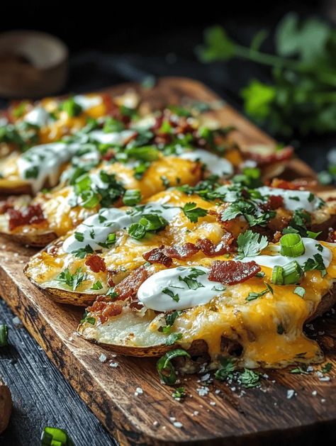 Loaded Potato Skin Nachos Recipe – A Comforting Twist on a Classic Crispy Potato Skins, Loaded Potato Skins, Potato Skin, Loaded Potato, Nachos Recipe, Potato Skins, Crumbled Bacon, Ultimate Comfort Food, Fresh Veggies