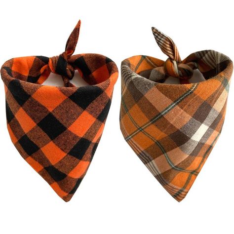 Realeaf Fall Dog Bandanas 2 Pack, Halloween Thanksgiving Dog Bandana, Orange Plaid Pet Scarf for Boy and Girl, Premium Durable Fabric, Holiday Bandana for Medium and Large Dogs (Large) Thanksgiving Accessories, Dog Birthday Hat, Halloween Dog Bandana, Dog Thanksgiving, Plaid Dog Bandana, Christmas Scarf, Pumpkin Thanksgiving, Fall Dog, Birthday Party Hats