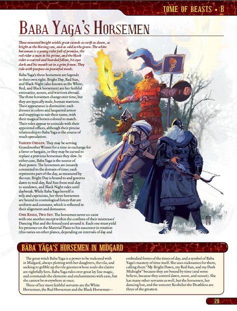 Kobold Press - DEEP MAGIC on Kickstarter NOW! op Twitter: "Bring bearfolk and Baba Yaga’s horsemen to your #dnd5e campaign with our new Tome of Beasts: https://t.co/5qURwa5vaz… " Kobold Press, Dnd Homebrew, Dnd Classes, D D Monsters, Dnd 5e Homebrew, Dnd Monsters, Baba Yaga, A Farmer, D&d Dungeons And Dragons