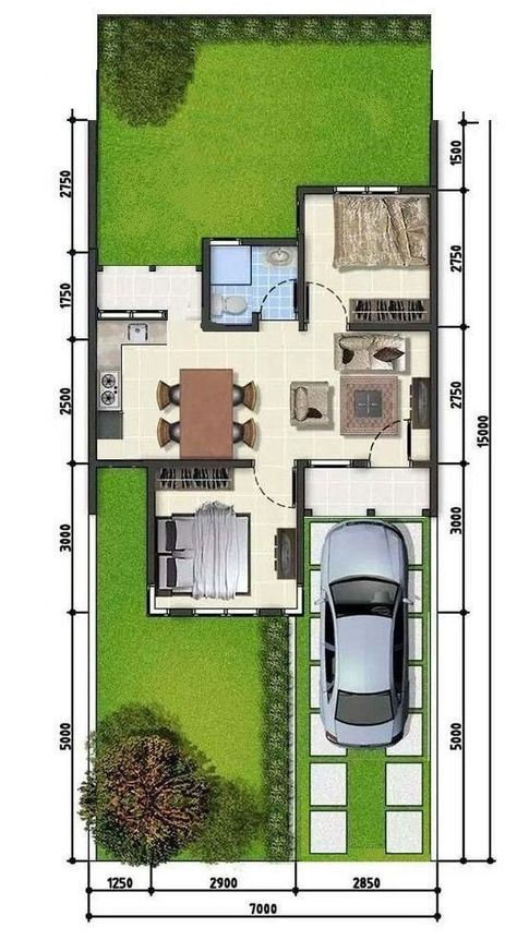 House 7x15, 7x15 House Plan, Duplex House Plans, House Construction Plan, Model House Plan, House Layout Plans, Small House Design Plans, Home Design Plan, Minimalist House Design