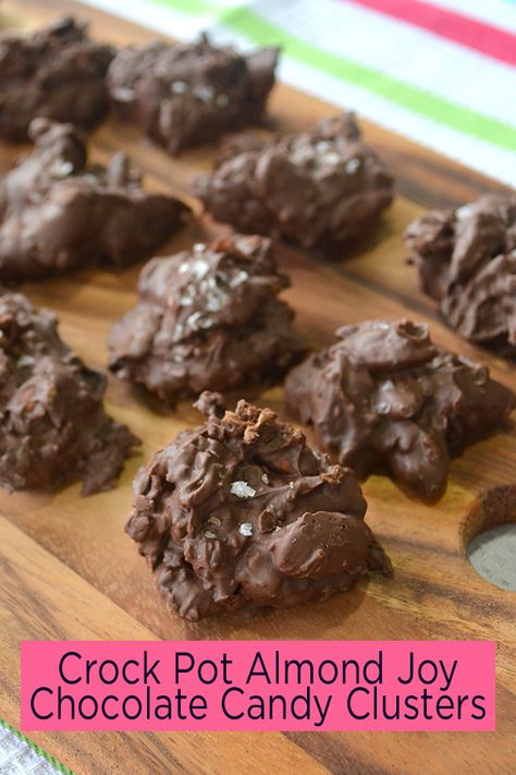 Slow Cooker Almond Joy Chocolate Clusters are great to whip up for homemade holiday gifts. Making them is basically hands off as you use a slow cooker! Slow Cooker Almonds, Almond Joy Chocolate, Almond Joy Candy, To Simply Inspire, Chocolate Peanut Clusters, Almond Clusters, Chocolate Clusters, Fall Cookie Recipes, Peanut Clusters