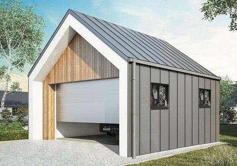 Smartplanz - Barnhouse Garages Flat Roof Garage Ideas, Flat Roof Garage, Garage With Loft, Build A Garage, Garage Design Ideas, Single Garage, Georgia House, Roller Door, Degree Wall