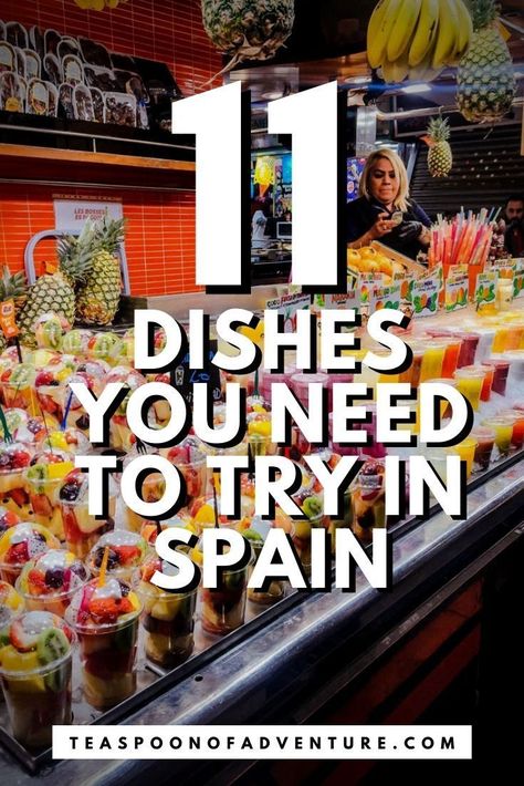 WHAT TO EAT IN SPAIN: 11 must try dishes and meals you have to eat in Spain! It's not just paella and sangria! #spain #travel #traveltips #europe #travelspain #spaintravel #food #foodie #spanishfood #paella #eats #musteat #seafood #madrid #barcelona #seville What To Eat In Spain, Madrid December, Paella Barcelona, Barcelona Spain Food, Food In Barcelona, Brunch Barcelona, Food Spain, Travel Madrid, Madrid Food