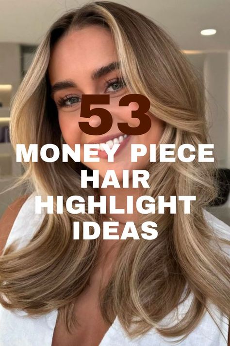 A long, wavy hairstyle with blonde money piece highlights framing the face for a stylish, dimensional look.